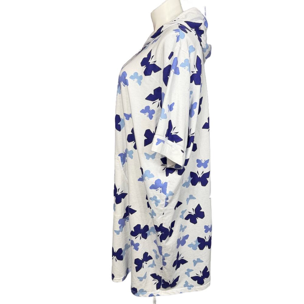 Dreams Co Womens Lightweight Robe Full Zip Hooded Half Sleeve Butterfly Print 5X - Picture 5 of 8